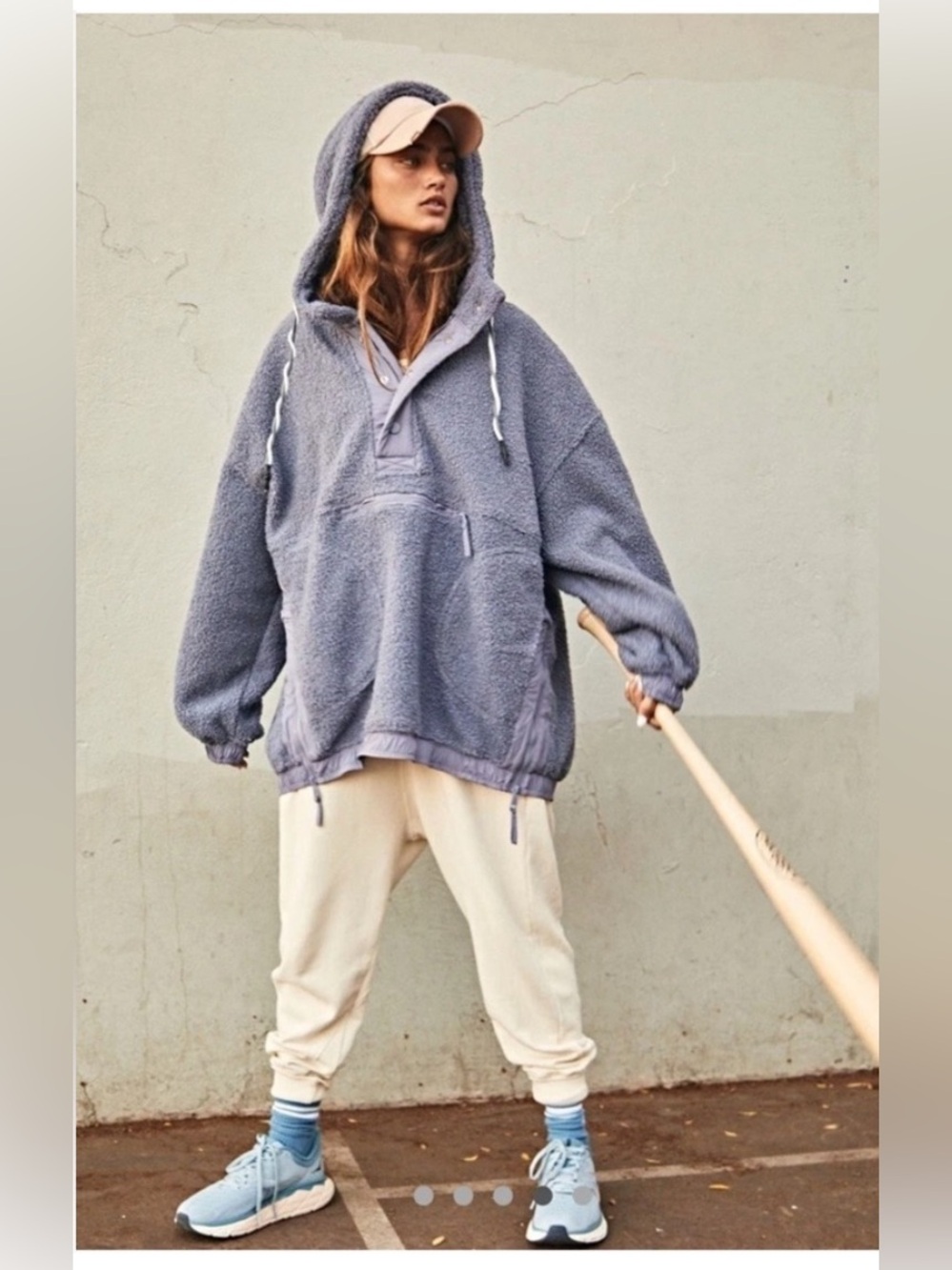Free People Fuzzy Was She Pullover in Nightingale. Oversized Size Small